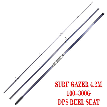 Caña Lurekiller Surf Gazer 4,20 m, tres tramos, Portacarretes DPS