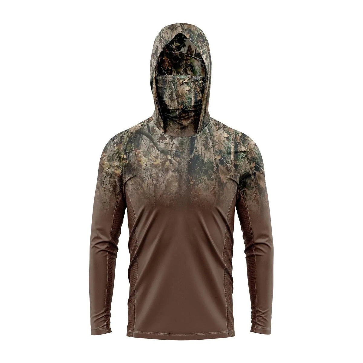 Maglia da pesca con copriviso — Mimetico marrone