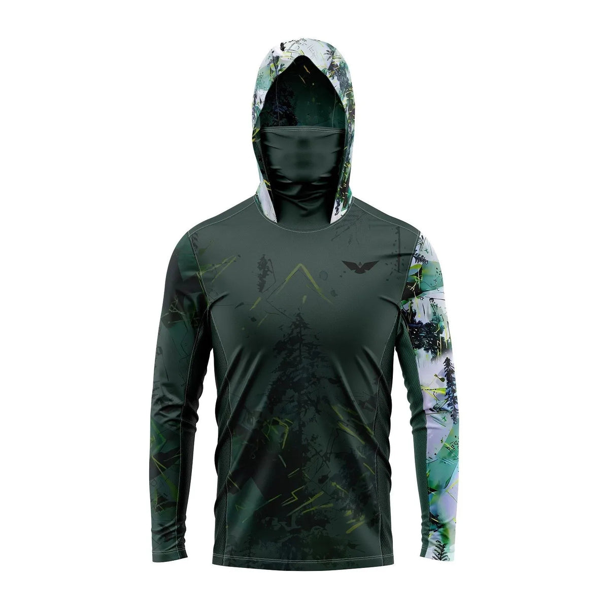 Maglia da pesca con copriviso — Verde scuro
