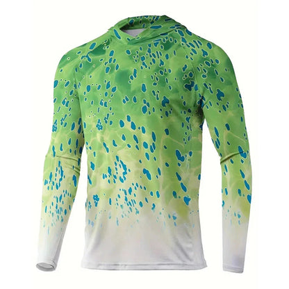 Maglia da pesca con cappuccio — Verde chiaro e bianco