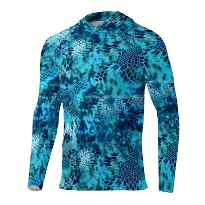 Maglia da pesca con cappuccio — Mimetico blu