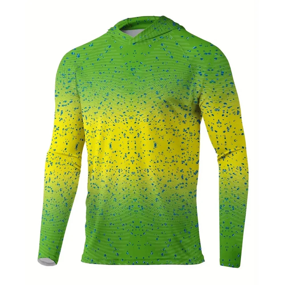 Maglia da pesca con cappuccio — Verde e giallo