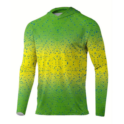 Maglia da pesca con cappuccio — Verde e giallo