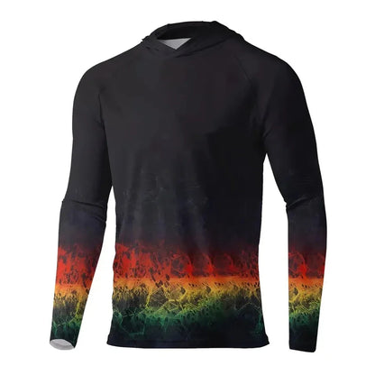 Maglia da pesca con cappuccio — Nero multicolore