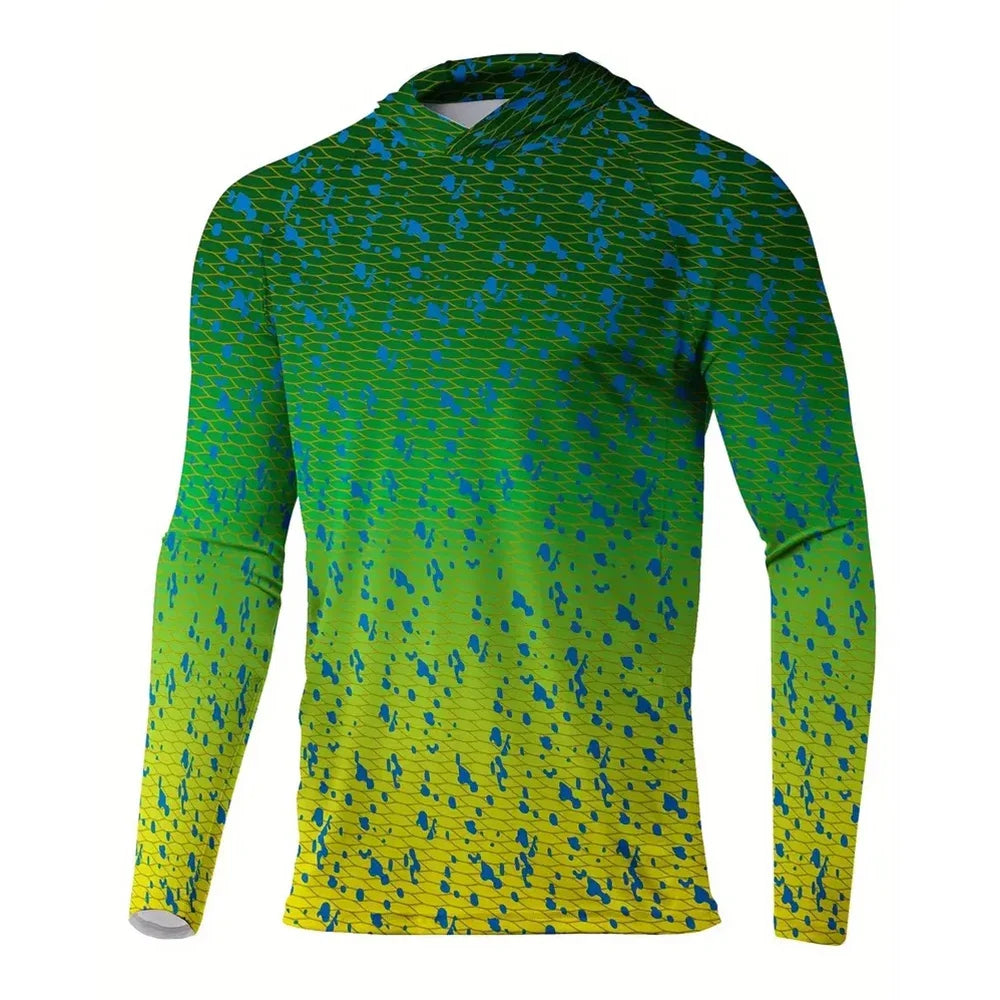 Maglia da pesca con cappuccio — Verde maculato