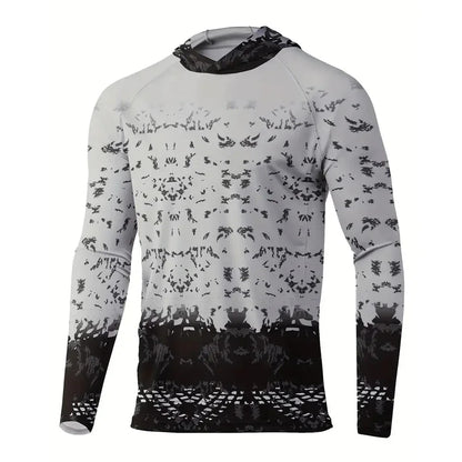 Maglia da pesca con cappuccio — Grigio e nero
