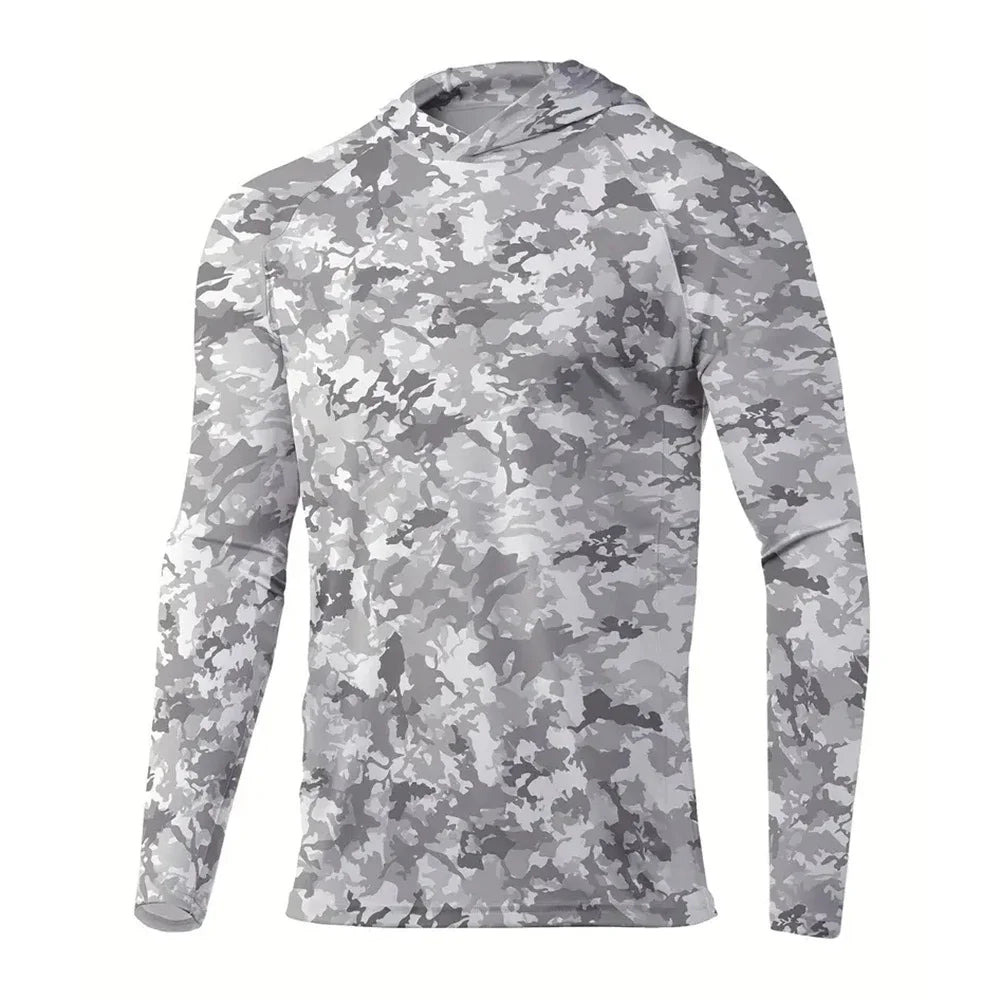 Maglia da pesca con cappuccio — Mimetico grigio