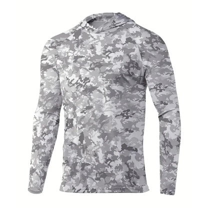 Maglia da pesca con cappuccio — Mimetico grigio