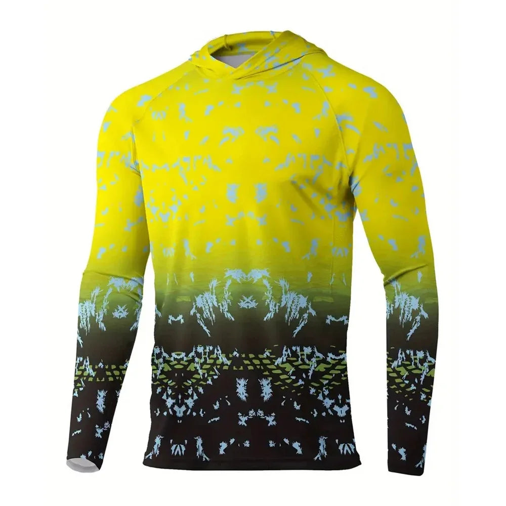 Maglia da pesca con cappuccio — Giallo e nero