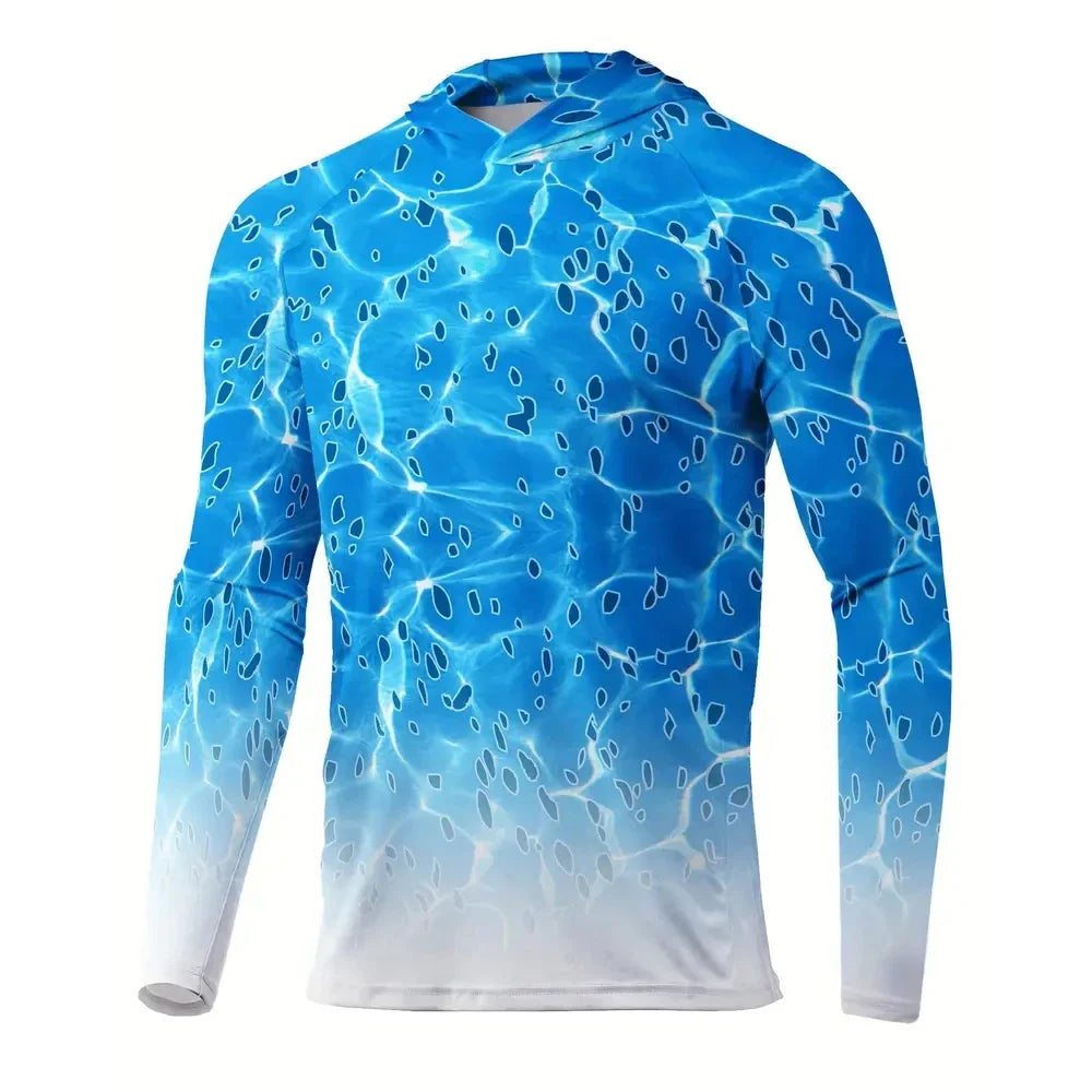 Maglia da pesca con cappuccio — Blu oceano
